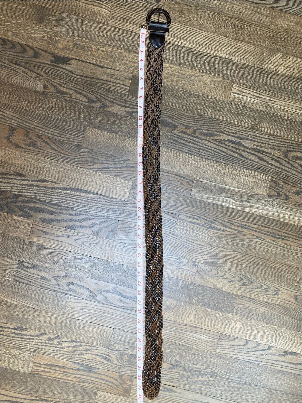 J. Jill Woven Brown distressed Leather  Belt size S